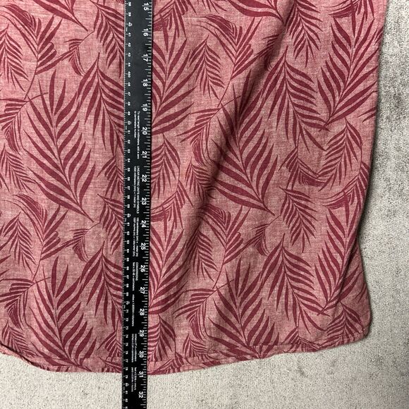 Samuel Windsor Shirt Mens Linen Blend Button Up Large Red Chambray Leaves Hawaii - Picture 9 of 11